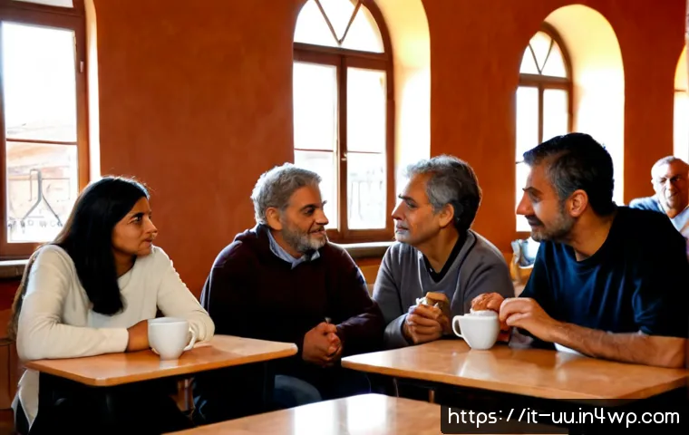 Home 14 회복적 정의 실천 사례 연구 성공적인 이야기 - Photorealistic restorative justice circle in a warm community center in Bologna, Italy, a young adul...